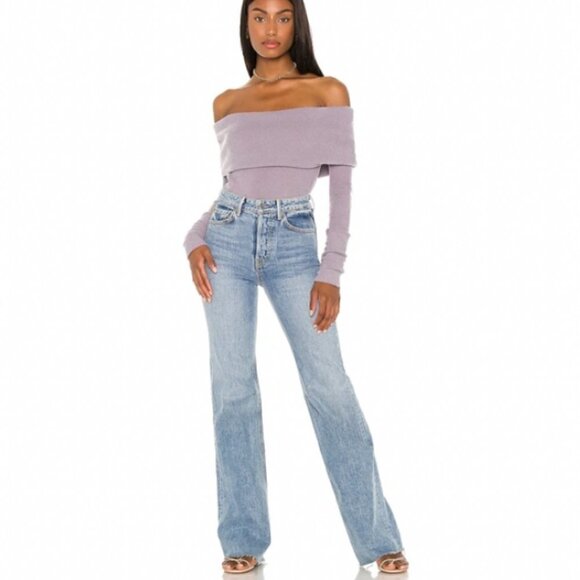 NWT Free Peple Off Shoulder Long Sleeve Tee Purple Smoke top sweater - Picture 2 of 9